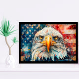 Bald Eagle  and American Flag Painting, Painting Art, Framed Art Print Wall Art Home Decor
