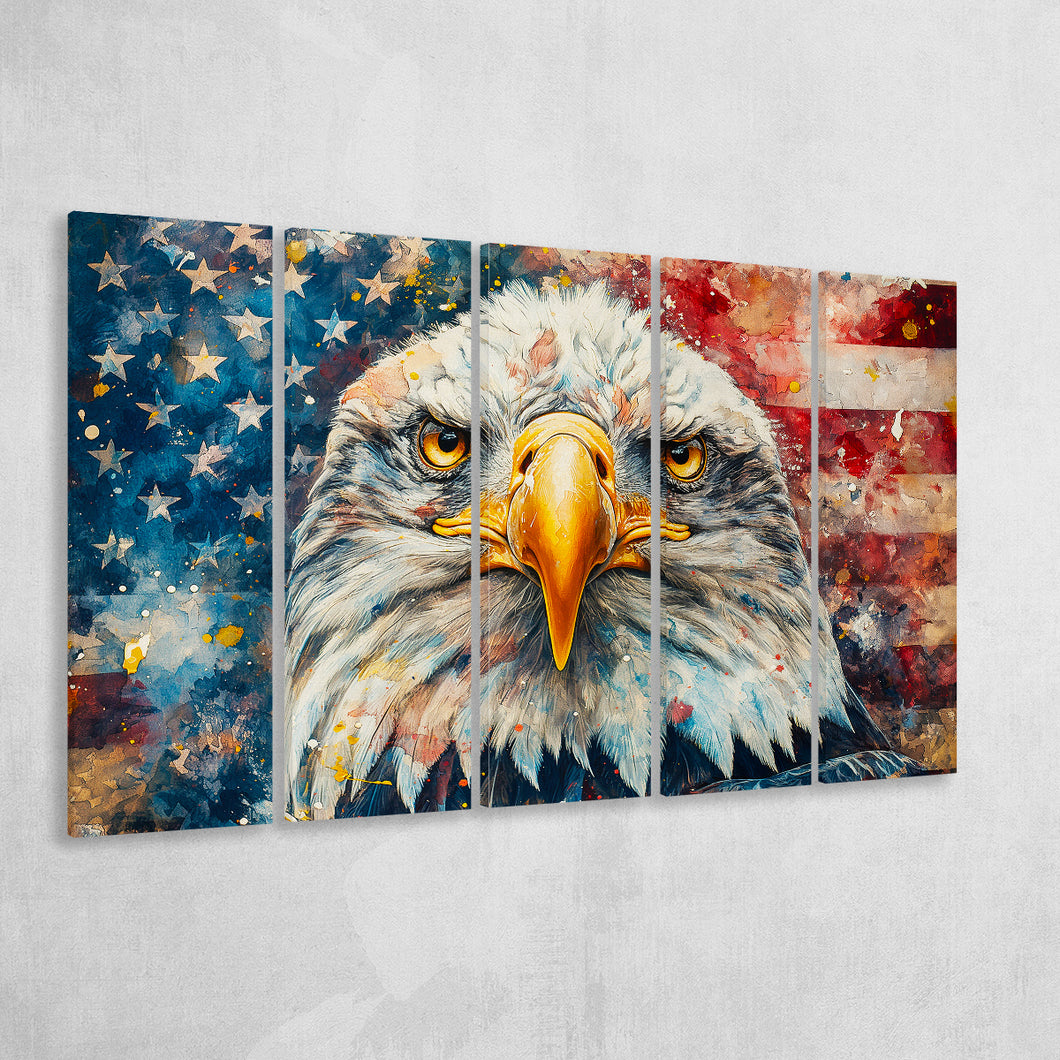 Bald Eagle and American Flag Painting, Extra Large Canvas, Canvas