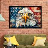 Bald Eagle  and American Flag Painting, Painting Art, Framed Art Print Wall Art Home Decor