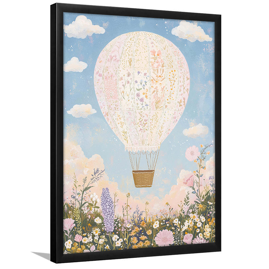 Balloon Dreams Art Print, Whimsical Hot Air Balloon Wall Art, Nursery Room Decor, Framed Art Print, Fine Art Wall Decor
