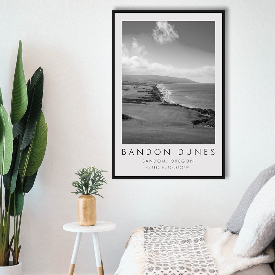 Bandon Dunes Golf Courses at Bandon, Oregon, Golf Art Print, Floating Frame, Framed Canvas Print Wall Art