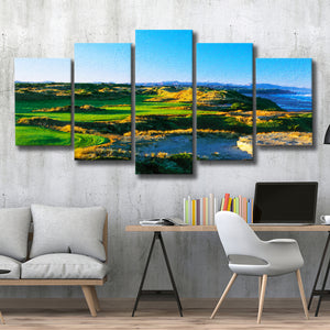 Bandon Dunes Hole 05, Bandon, Oregon, Golf Art Print, Mixed 5 Panel, Canvas Prints Wall Art