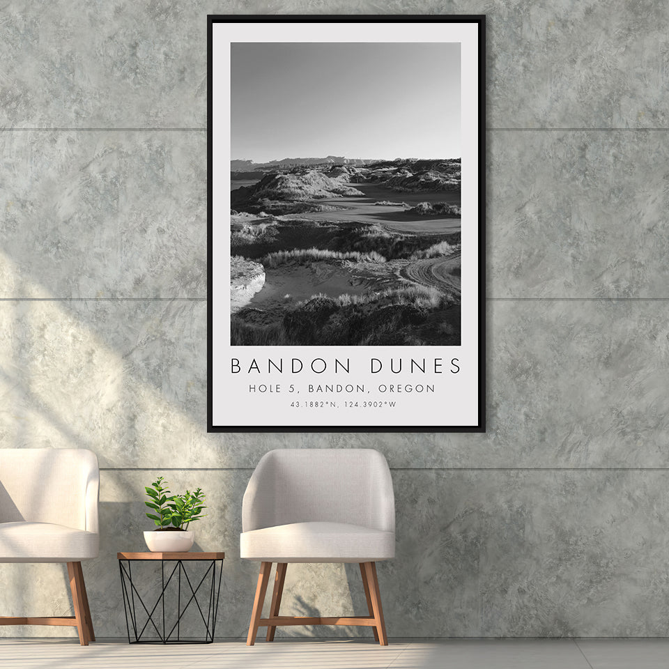 Bandon Dunes Hole 05, Bandon, Oregon, Golf Art Print, Floating Frame, Framed Canvas Print Wall Art