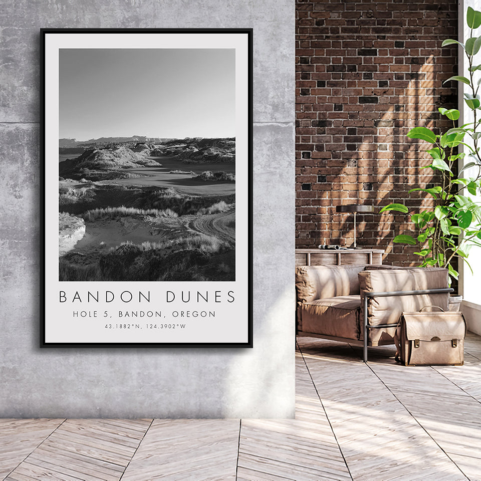 Bandon Dunes Hole 05, Bandon, Oregon, Golf Art Print, Floating Frame, Framed Canvas Print Wall Art