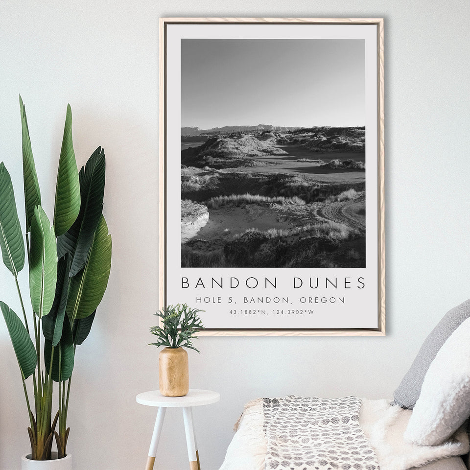 Bandon Dunes Hole 05, Bandon, Oregon, Golf Art Print, Floating Frame, Framed Canvas Print Wall Art