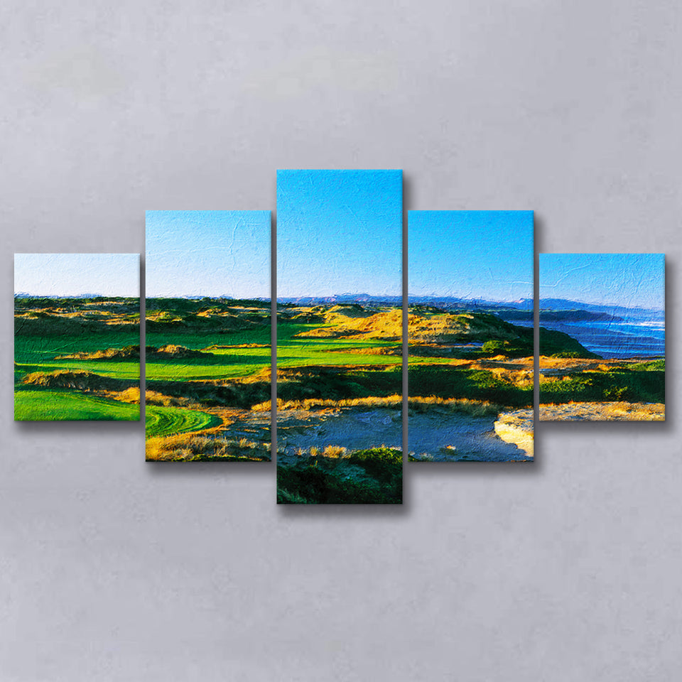 Bandon Dunes Hole 05, Bandon, Oregon, Golf Art Print, Mixed 5 Panel, Canvas Prints Wall Art