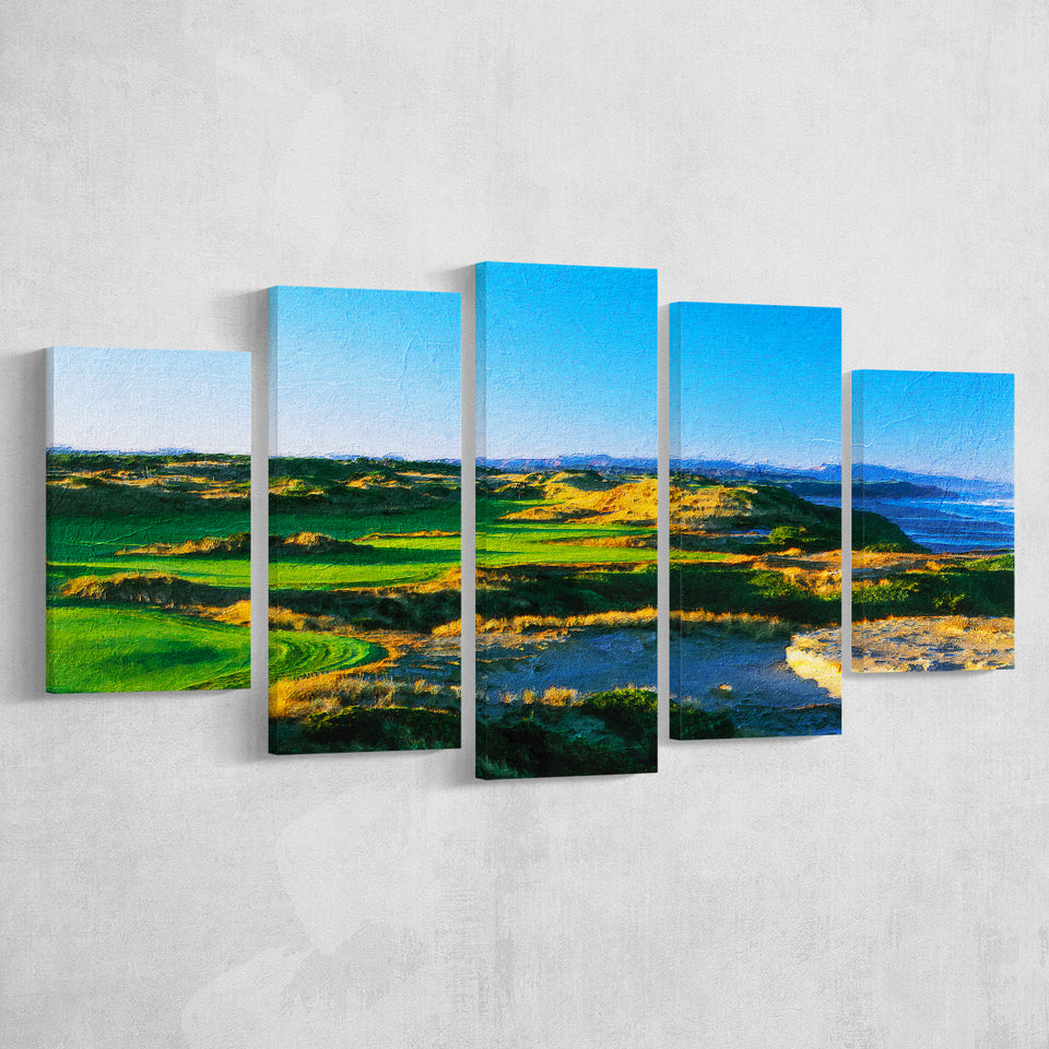 Bandon Dunes Hole 05, Bandon, Oregon, Golf Art Print, Mixed 5 Panel, Canvas Prints Wall Art