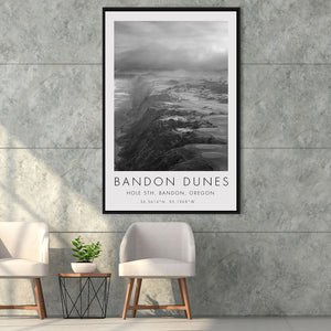 Bandon Dunes Hole 05 V2, Bandon, Oregon, Golf Art Print, Floating Frame, Framed Canvas Print Wall Art