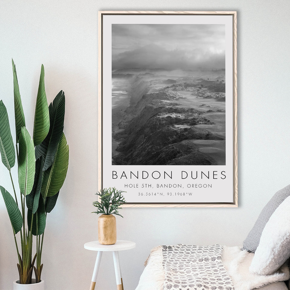 Bandon Dunes Hole 05 V2, Bandon, Oregon, Golf Art Print, Floating Frame, Framed Canvas Print Wall Art