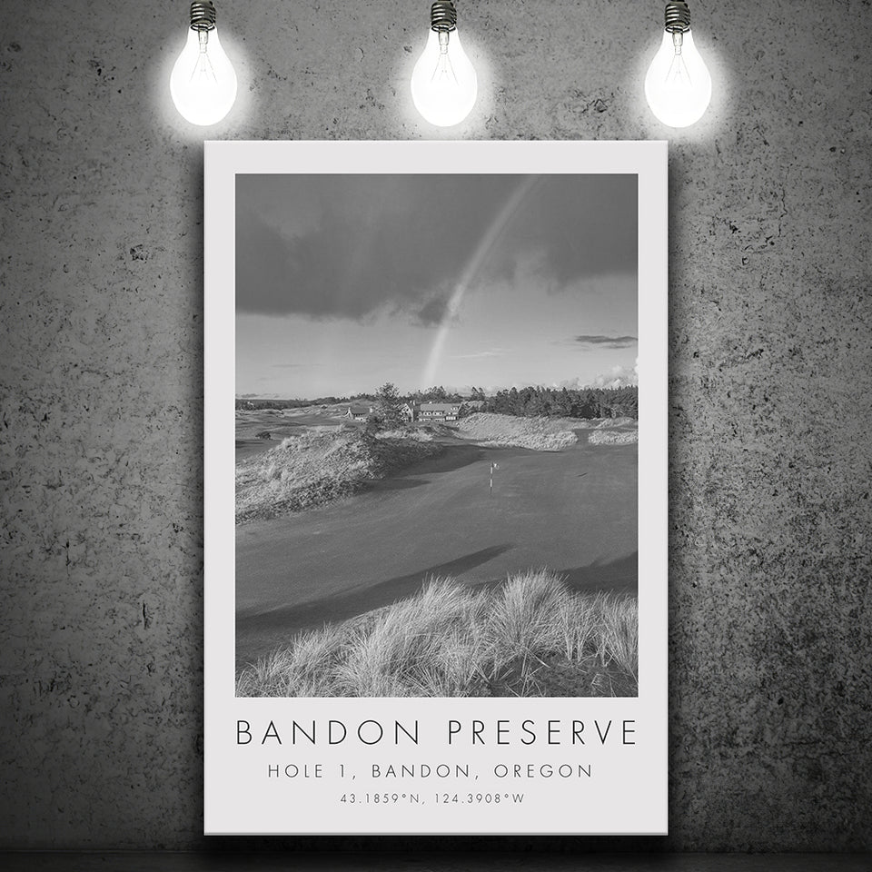 Bandon Preserve Golf Course, Hole 1 - Rainbow, Golf Art Print, Gift for him, Canvas Print Wall Art