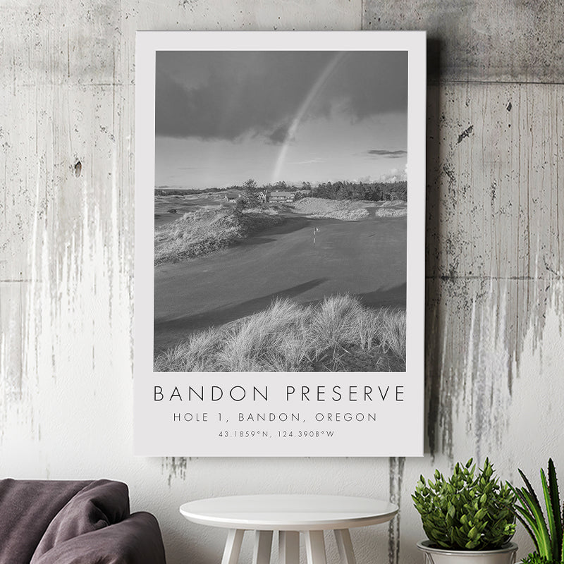 Bandon Preserve Golf Course, Hole 1 - Rainbow, Golf Art Print, Gift for him, Canvas Print Wall Art