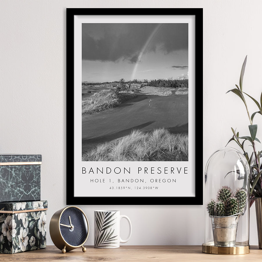 Bandon Preserve Golf Course, Hole 1 - Rainbow, Golf Art, Gift for him, Framed Art Print Wall Decor