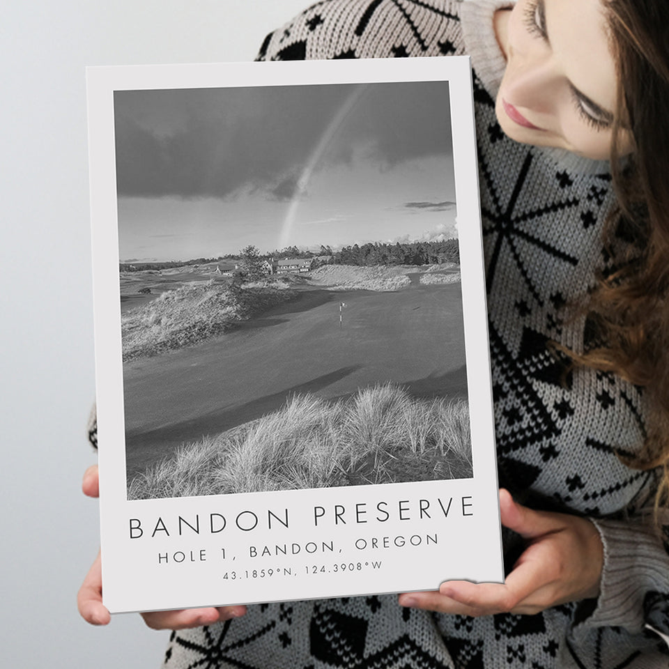 Bandon Preserve Golf Course, Hole 1 - Rainbow, Golf Art Print, Gift for him, Canvas Print Wall Art