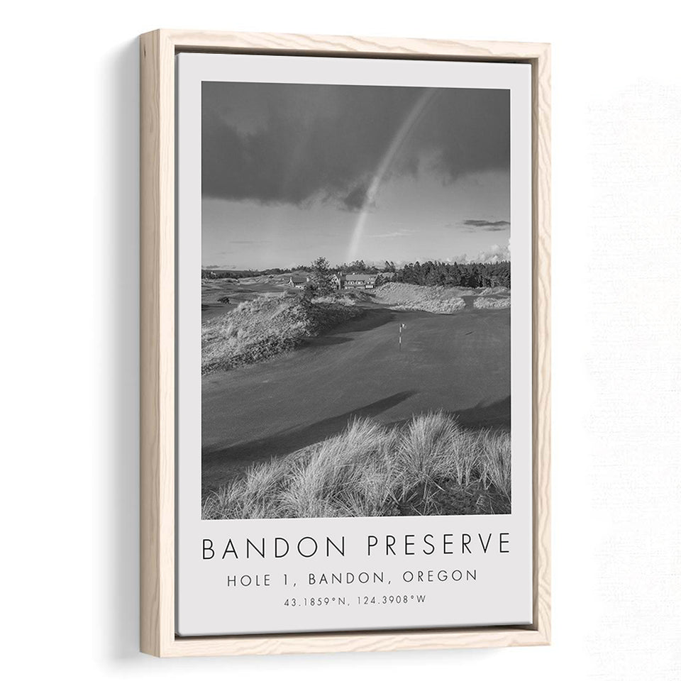 Bandon Preserve Golf Course, Hole 1 - Rainbow, Golf Art Print, Floating Frame, Framed Canvas Print Wall Art