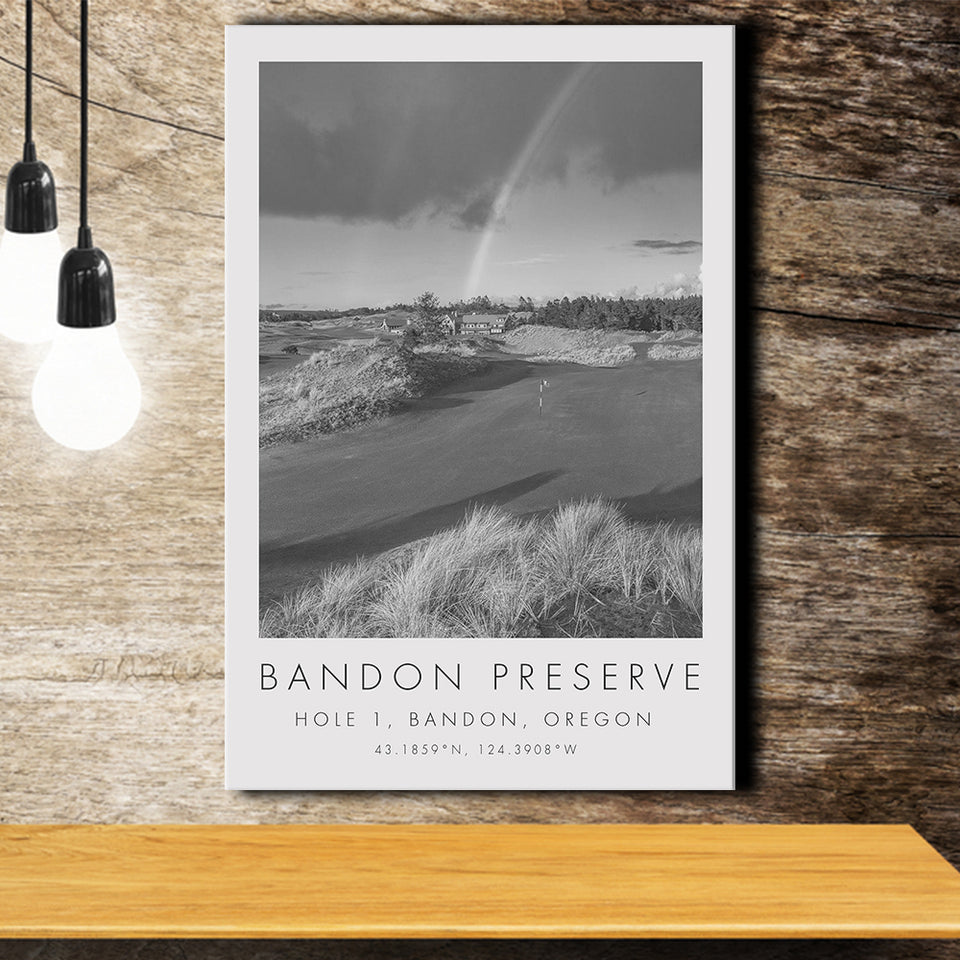 Bandon Preserve Golf Course, Hole 1 - Rainbow, Golf Art Print, Gift for him, Canvas Print Wall Art