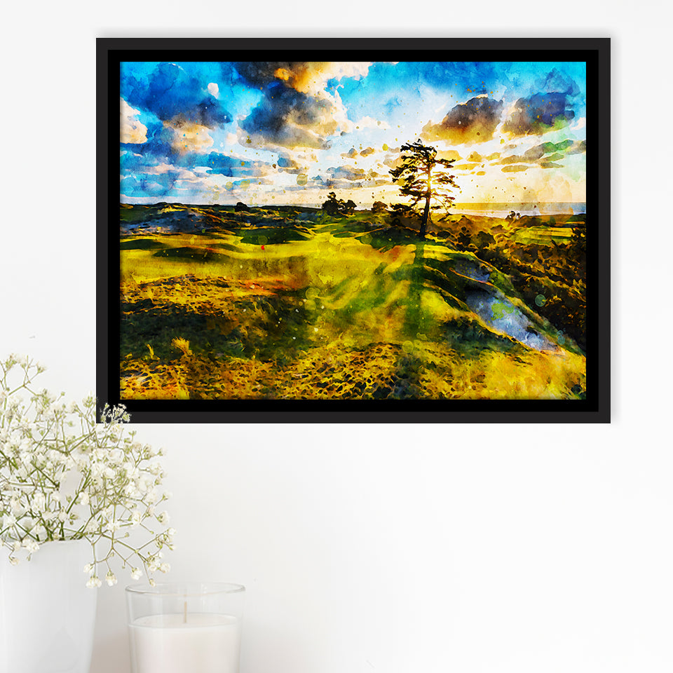 Bandon Preserve Golf Course In Sunset - Hole 11, Golf Art Print, Gift for him, Framed Canvas Prints Wall Art