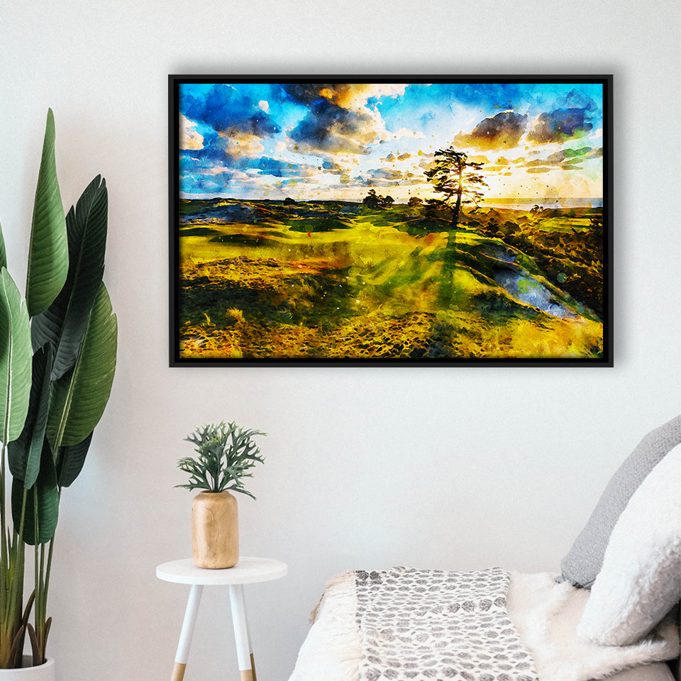 Bandon Preserve Golf Course In Sunset - Hole 11, Golf Art Print, Gift for him, Framed Canvas Prints Wall Art