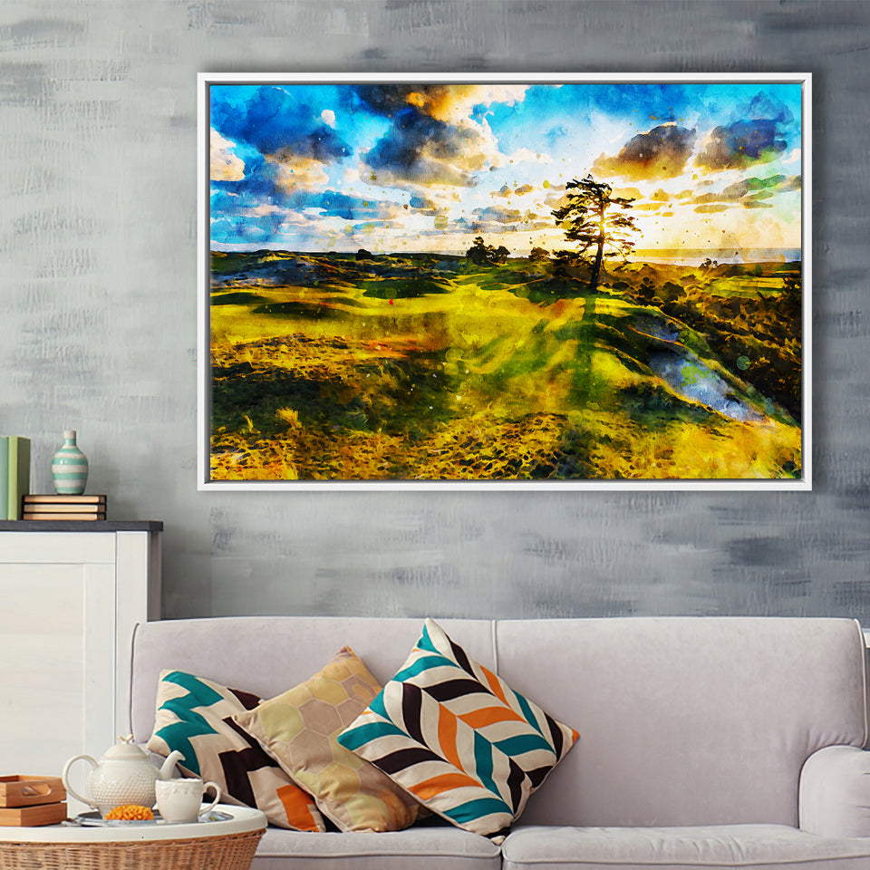 Bandon Preserve Golf Course In Sunset - Hole 11, Golf Art Print, Gift for him, Framed Canvas Prints Wall Art