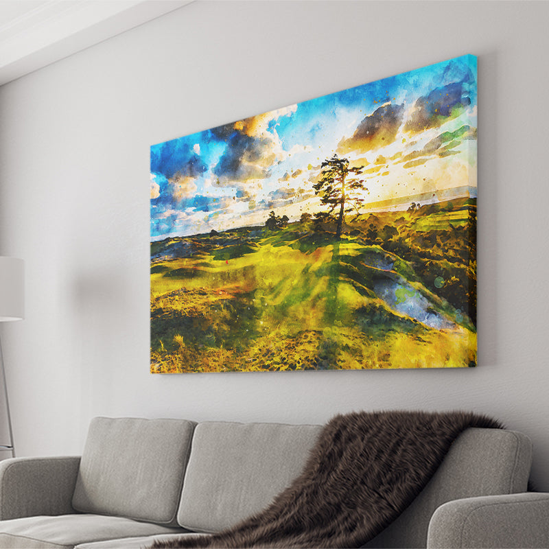 Bandon Preserve Golf Course In Sunset - Hole 11, Golf Art Print, Gift for him, Canvas Prints Wall Art