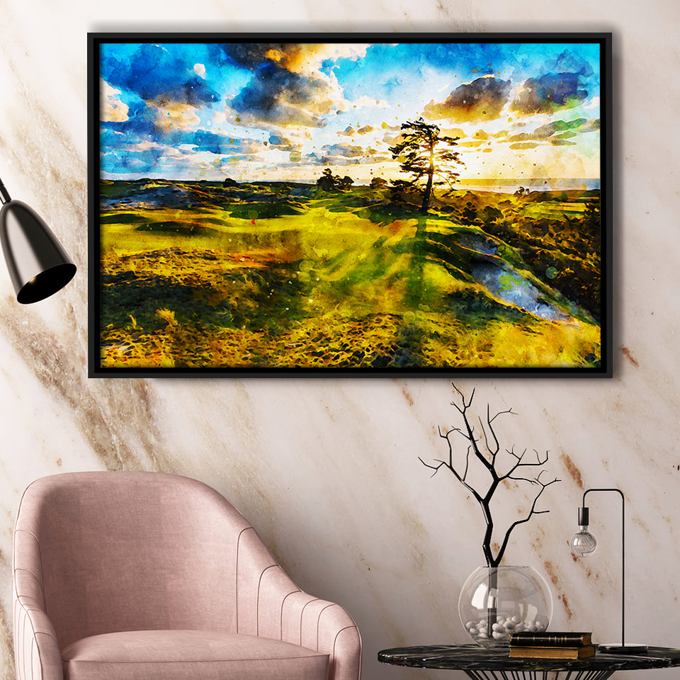 Bandon Preserve Golf Course In Sunset - Hole 11, Golf Art Print, Gift for him, Framed Canvas Prints Wall Art