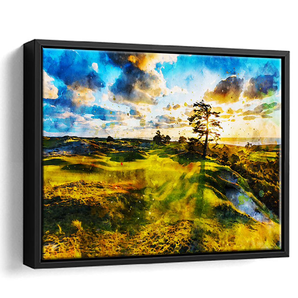 Bandon Preserve Golf Course In Sunset - Hole 11, Golf Art Print, Gift for him, Framed Canvas Prints Wall Art