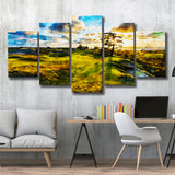 Bandon Preserve Golf Course In Sunset - Hole 11, Golf Art Print, Mixed 5 Panel, Canvas Prints Wall Art