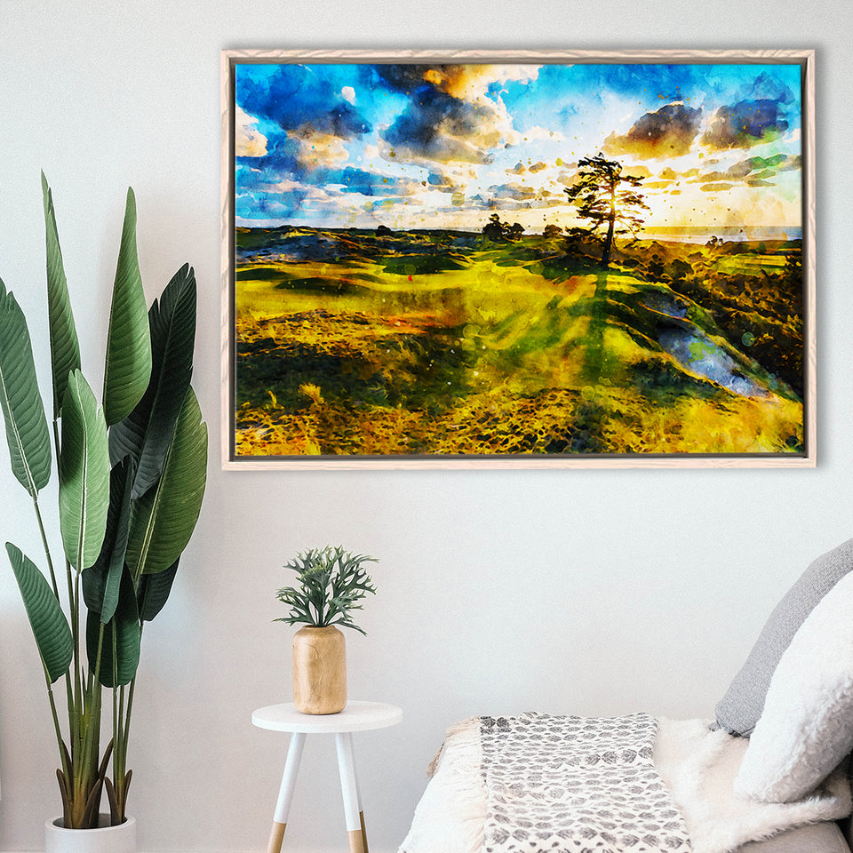 Bandon Preserve Golf Course In Sunset - Hole 11, Golf Art Print, Gift for him, Framed Canvas Prints Wall Art