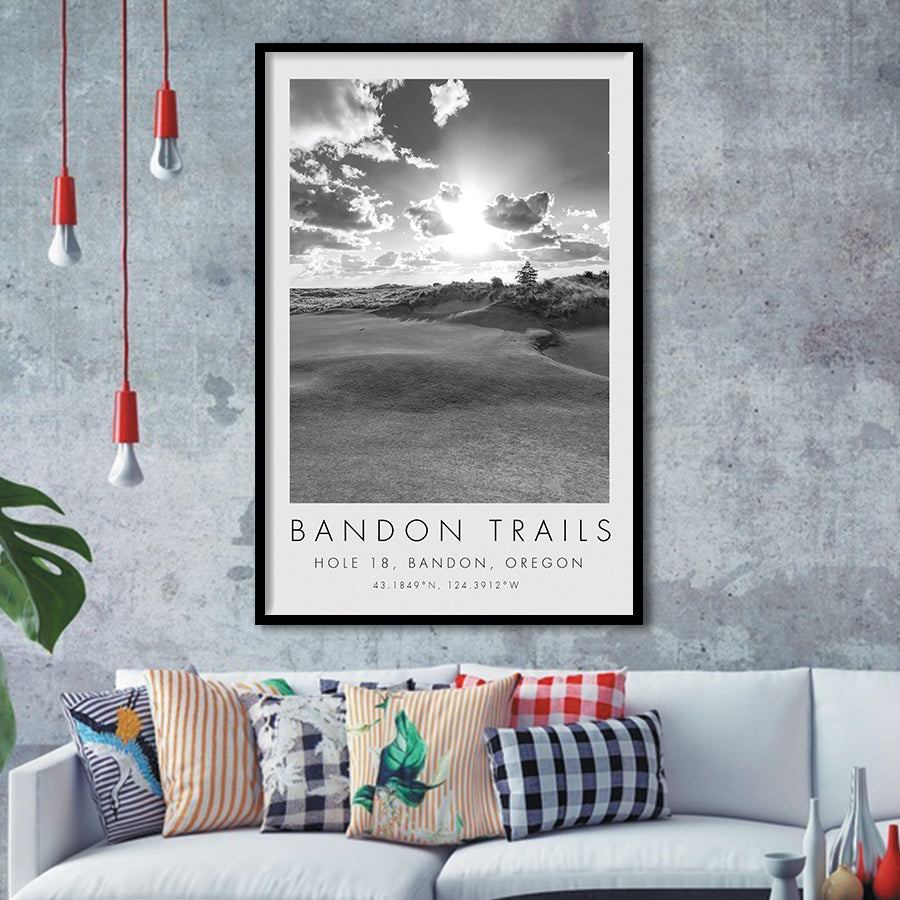 Bandon Trails Golf Course, Hole 18, Golf Art, Gift for him, Framed Art Print Wall Decor