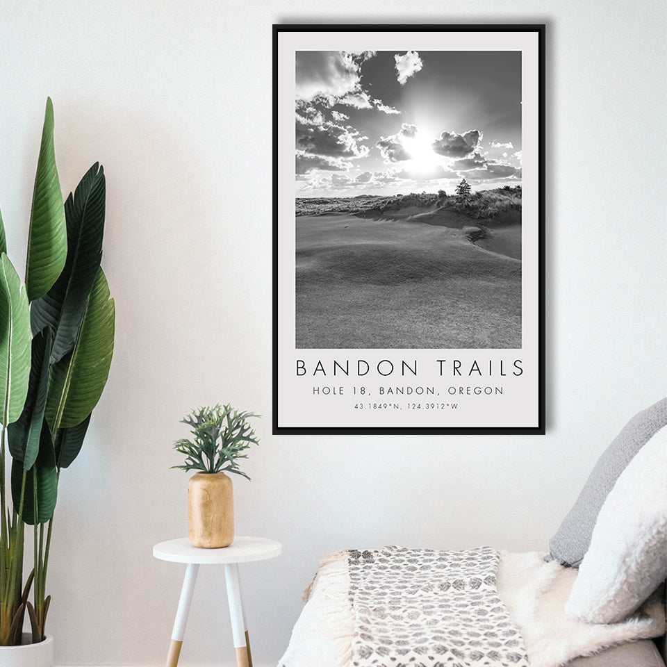 Bandon Trails Golf Course, Hole 18, Golf Art Print, Floating Frame, Framed Canvas Print Wall Art