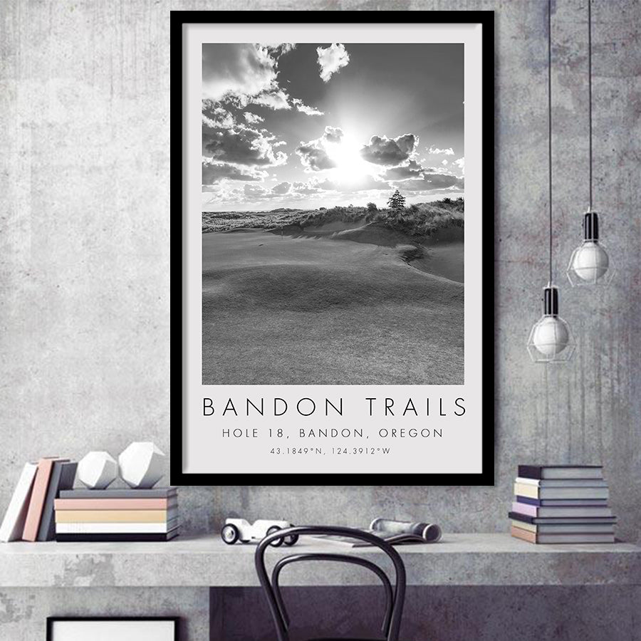 Bandon Trails Golf Course, Hole 18, Golf Art, Gift for him, Framed Art Print Wall Decor