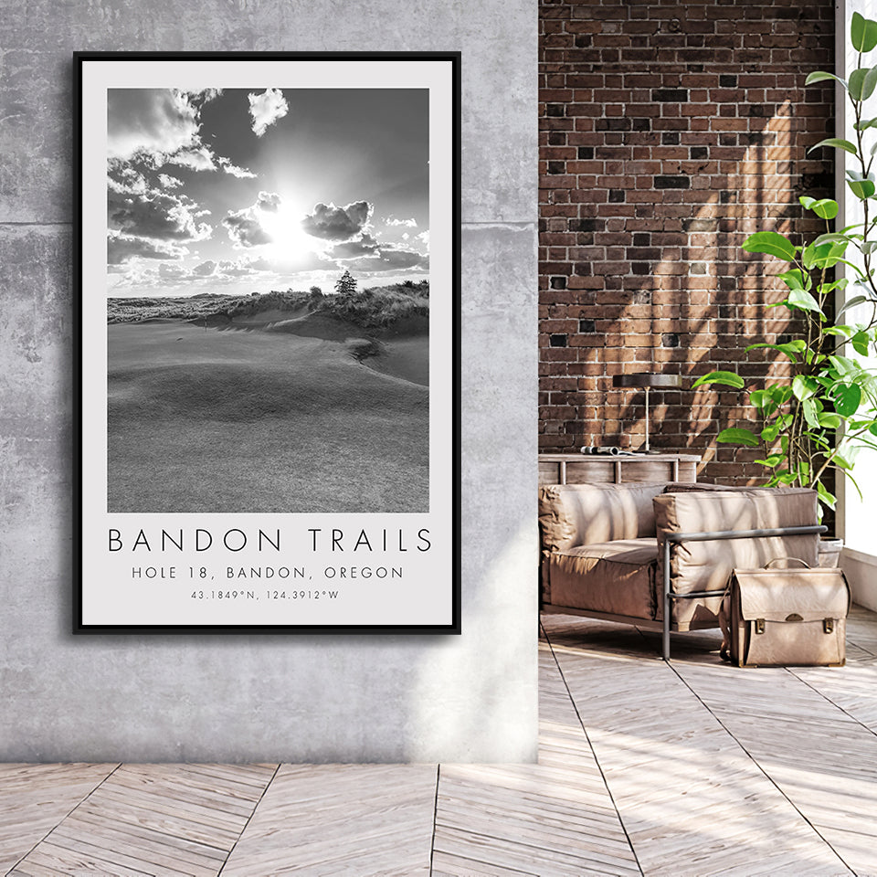 Bandon Trails Golf Course, Hole 18, Golf Art Print, Floating Frame, Framed Canvas Print Wall Art