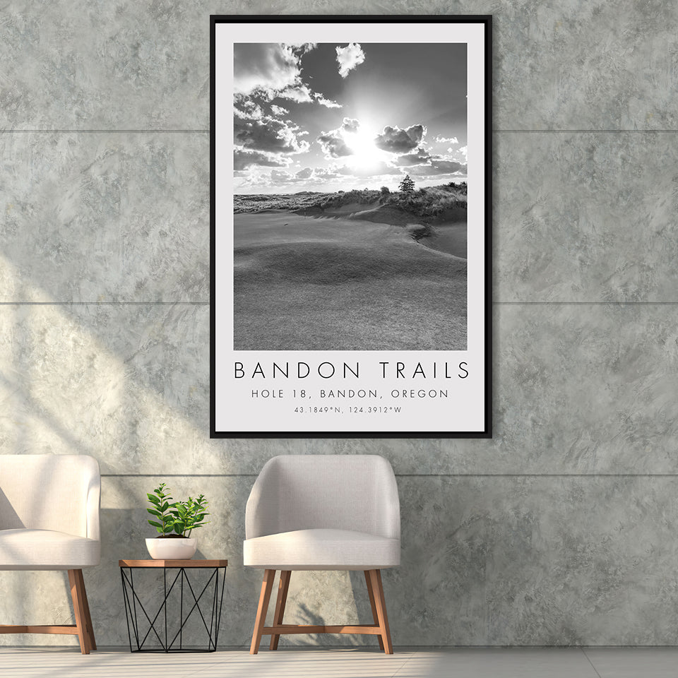 Bandon Trails Golf Course, Hole 18, Golf Art Print, Floating Frame, Framed Canvas Print Wall Art