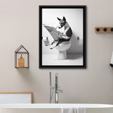 Basenji Framed Canvas Prints Wall Art, Funny Bathroom Decor, Basenji In Toilet