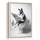Basenji Framed Canvas Prints Wall Art, Funny Bathroom Decor, Basenji In Toilet
