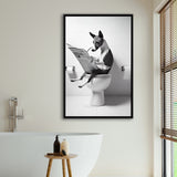 Basenji Framed Canvas Prints Wall Art, Funny Bathroom Decor, Basenji In Toilet