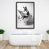 Basenji Framed Art Print Wall Decor, Funny Bathroom Decor, Basenji In Toilet