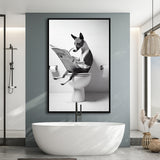 Basenji Framed Canvas Prints Wall Art, Funny Bathroom Decor, Basenji In Toilet