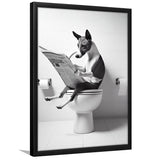 Basenji Framed Art Print Wall Decor, Funny Bathroom Decor, Basenji In Toilet