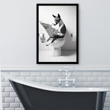 Basenji Framed Art Print Wall Decor, Funny Bathroom Decor, Basenji In Toilet