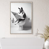 Basenji Framed Canvas Prints Wall Art, Funny Bathroom Decor, Basenji In Toilet