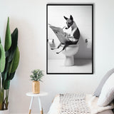 Basenji Framed Canvas Prints Wall Art, Funny Bathroom Decor, Basenji In Toilet