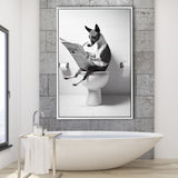 Basenji Framed Canvas Prints Wall Art, Funny Bathroom Decor, Basenji In Toilet