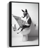 Basenji Framed Canvas Prints Wall Art, Funny Bathroom Decor, Basenji In Toilet