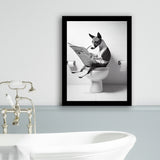 Basenji Framed Art Print Wall Decor, Funny Bathroom Decor, Basenji In Toilet
