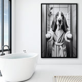 Basset Hound Framed Art Print Wall Decor, Bathroom Framed Art Print, Basset Hound Photo