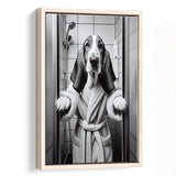 Basset Hound Framed Canvas Prints Wall Art, Bathroom Framed Art Print, Basset Hound Photo