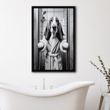 Basset Hound Framed Canvas Prints Wall Art, Bathroom Framed Art Print, Basset Hound Photo