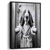 Basset Hound Framed Canvas Prints Wall Art, Bathroom Framed Art Print, Basset Hound Photo