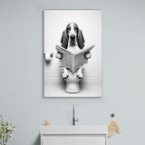 Basset Hound Canvas Prints Wall Art, Funny Bathroom Decor, Basset Hound in Toilet