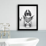 Basset Hound Framed Art Print Wall Decor, Funny Bathroom Decor, Basset Hound In Toilet